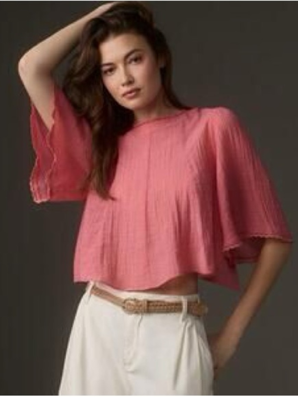 Anthropologie Sheer Wing Top in Coral